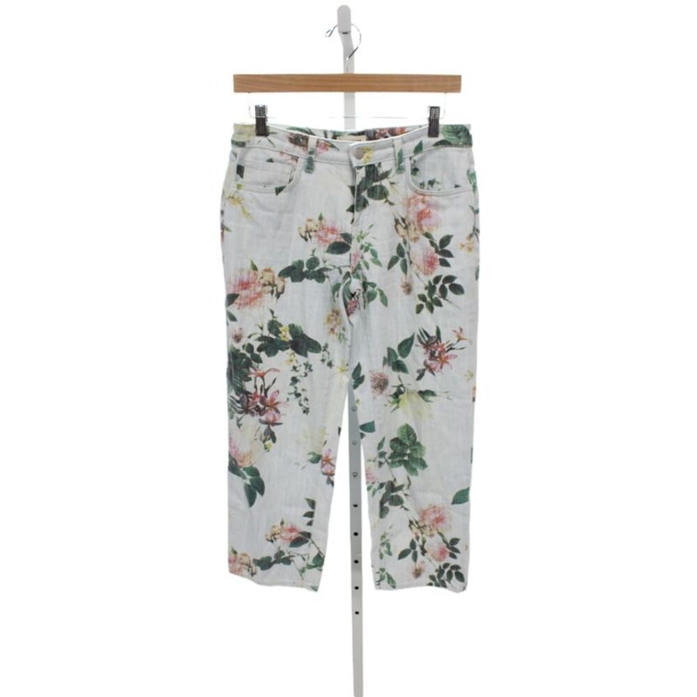 L'Agence Women Cropped Floral Jeans Multicolor Mid Rise Cotton Size 25
